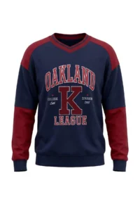TRENDYOLMİLLA NAVY BLUE Color Bloklu College Printed Oversized/Wide Cut Aplikeli Knitting Sweatshirt - Image 5