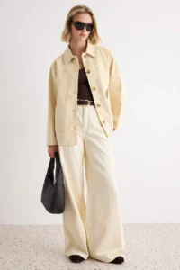 TRENDYOLMİLLA Beige Pocket Detail Suede Mono Closure Oversized Midi Trench Coat - Image 3