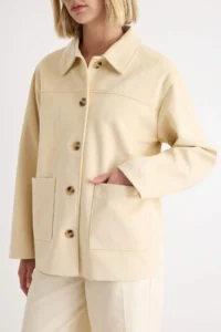 TRENDYOLMİLLA Beige Pocket Detail Suede Mono Closure Oversized Midi Trench Coat - Image 4