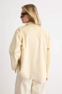 TRENDYOLMİLLA Beige Pocket Detail Suede Mono Closure Oversized Midi Trench Coat - Image 5