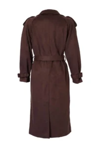 TRENDYOLMİLLA Dark Brown Arched Suede Double breasted Kapama Oversized LONG Trench Coat - Image 8