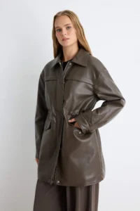 TRENDYOLMİLLA Dark Brown Regular  Trench Coat - Image 3
