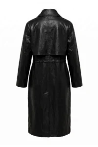 TRENDYOLMİLLA Black High Neck Elastic Waist Mono Closure Oversized LONG Trench Coat - Image 8