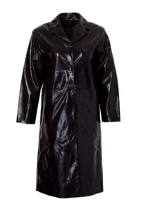 TRENDYOLMİLLA Brown Faux Leather Mono Closure Oversized LONG Trench Coat - Image 5