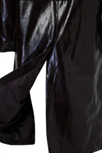 TRENDYOLMİLLA Brown Faux Leather Mono Closure Oversized LONG Trench Coat - Image 8