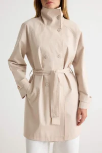 TRENDYOLMİLLA Stone Oversized High Neck tied up Double breasted Kapama LONG Trench Coat - Image 5