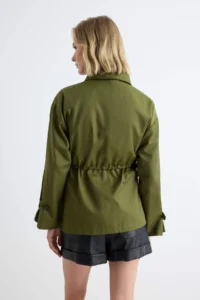 TRENDYOLMİLLA Khaki Waist tied up High Neck Oversized Midi Trench Coat - Image 5