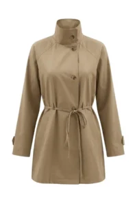 TRENDYOLMİLLA Wardrobe Essentials Khaki High Neck Belted Oversized Trench Coat