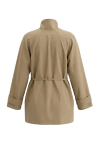 TRENDYOLMİLLA Wardrobe Essentials Khaki High Neck Belted Oversized Trench Coat - Image 3