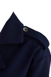 TRENDYOLMİLLA NAVY BLUE tied up Double breasted Kapama Regular Short Trench Coat - Image 7