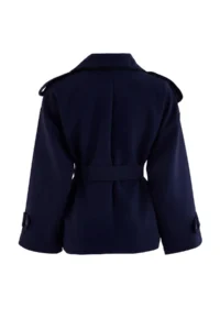 TRENDYOLMİLLA NAVY BLUE tied up Double breasted Kapama Regular Short Trench Coat - Image 8