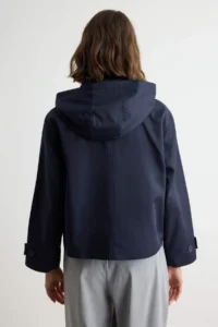 TRENDYOLMİLLA NAVY BLUE Hooded Oversized Short Trench Coat - Image 5