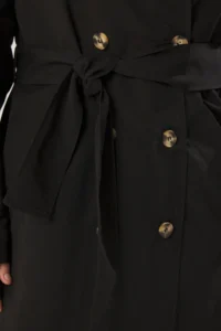 TRENDYOLMİLLA Black Oversized Wide Cut Belted Water Repellent LONG Trench Coat - Image 10