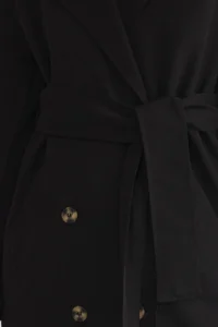 TRENDYOLMİLLA Black Oversized Wide Cut Belted Water Repellent LONG Trench Coat - Image 3
