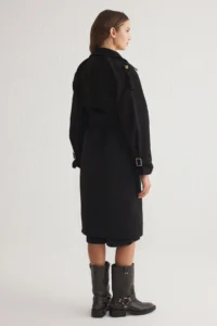 TRENDYOLMİLLA Black Oversized Wide Cut Belted Water Repellent LONG Trench Coat - Image 5