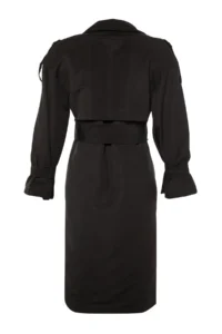 TRENDYOLMİLLA Black Oversized Wide Cut Belted Water Repellent LONG Trench Coat - Image 6