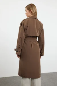 TRENDYOLMİLLA Brown Oversized Belted  Trench Coat - Image 14