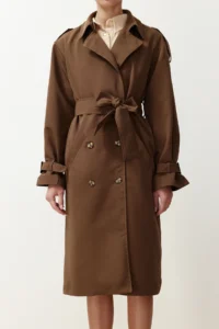 TRENDYOLMİLLA Brown Oversized Belted  Trench Coat - Image 19
