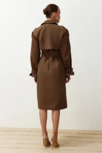 TRENDYOLMİLLA Brown Oversized Belted  Trench Coat - Image 20