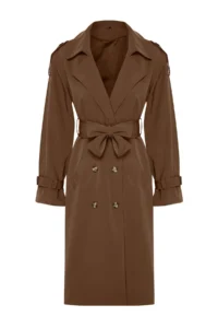 TRENDYOLMİLLA Brown Oversized Belted  Trench Coat - Image 21