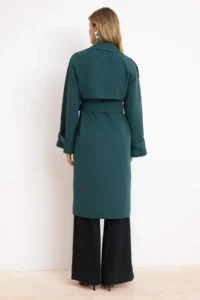 TRENDYOLMİLLA Green Oversized Belted Trench Coat - Image 4