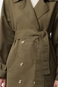TRENDYOLMİLLA Khaki Arched Windbreaker Detailed Water Repellent LONG Trench Coat - Image 3