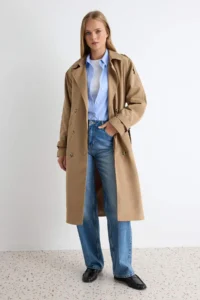 TRENDYOLMİLLA Mink Arched Windbreaker Detailed Water Repellent LONG Trench Coat