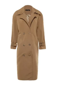 TRENDYOLMİLLA Mink Arched Windbreaker Detailed Water Repellent LONG Trench Coat - Image 10