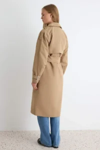 TRENDYOLMİLLA Mink Arched Windbreaker Detailed Water Repellent LONG Trench Coat - Image 4