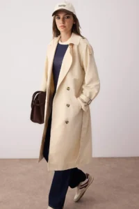 TRENDYOLMİLLA Stone Oversized Wide Cut Arched  Trench Coat - Image 2