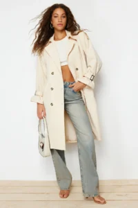 TRENDYOLMİLLA Stone Oversized Wide Cut Arched  Trench Coat - Image 5