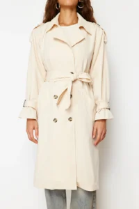 TRENDYOLMİLLA Stone Oversized Wide Cut Arched  Trench Coat - Image 9