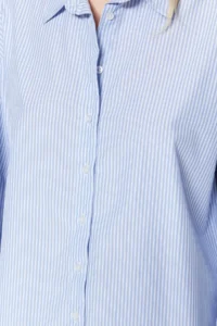TRENDYOLMİLLA BLUE Striped Oversized/Wide Pattern Weaving Shirt - Image 13