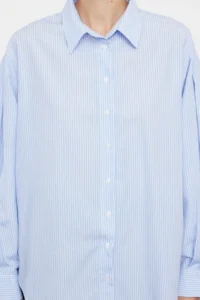 TRENDYOLMİLLA BLUE Striped Oversized/Wide Pattern Weaving Shirt - Image 7