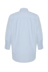 TRENDYOLMİLLA Light BLUE Front Stone Detailed Regular Normal Pattern Weaving Shirt - Image 8