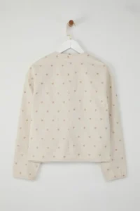 TRENDYOLMİLLA More Sustainable Ecru Heart Embroidered Pocket Detail DENIM Jacket - Image 10