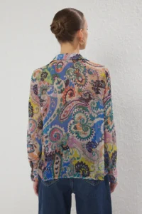 TRENDYOLMİLLA Multicolored Long Sleeve Oversized Patterned Siphon Shirt - Image 4