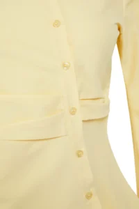 TRENDYOLMİLLA Light YELLOW Balloon Sleeve Detailed Waist Fitting Asymmetric Fitted  Shirt - Image 6