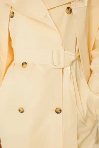 TRENDYOLMİLLA Light YELLOW Shawl Collar Double breasted Oversized LONG Trench Coat - Image 4