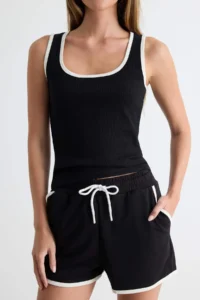 TRENDYOLMİLLA Black Color Blocky Fitted with pocket Ribbed Flexible Knitting Top and Bottom Set - Image 3