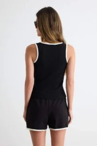 TRENDYOLMİLLA Black Color Blocky Fitted with pocket Ribbed Flexible Knitting Top and Bottom Set - Image 4