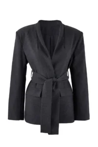 TRENDYOLMİLLA TRENDYOLMiLLA Wardrobe Essentials – Anthracite Belted Double breasted Blazer Material Jacket - Image 5