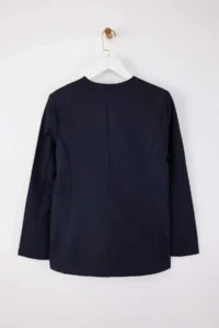 TRENDYOLMİLLA NAVY BLUE V-neck Double breasted Kapama Lined Weaving padded Blazer Jacket - Image 6