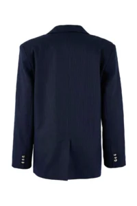 TRENDYOLMİLLA NAVY BLUE Silver buttoned Fitted Weaving Lined padded Blazer Jacket - Image 6