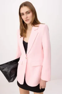TRENDYOLMİLLA PINK Accessory buttoned Regular/Normal Pattern Weaving Blazer Jacket