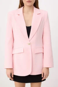 TRENDYOLMİLLA PINK Accessory buttoned Regular/Normal Pattern Weaving Blazer Jacket - Image 3