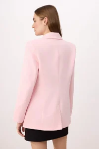 TRENDYOLMİLLA PINK Accessory buttoned Regular/Normal Pattern Weaving Blazer Jacket - Image 4