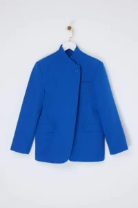 TRENDYOLMİLLA Limited Edition Saks BLUE High Neck Lined padded Blazer Jacket - Image 7