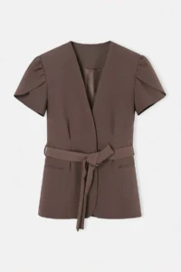 TRENDYOLMİLLA Brown Short Sleeve Blazer Jacket - Image 5
