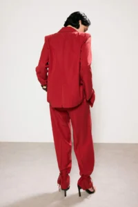 TRENDYOLMİLLA Trendyol Studio Red linen look Lined Weaving Blazer Jacket - Image 5